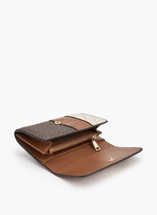 سيليست Monogram Print Wallet with Button Closure